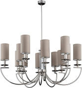 подвесная люстра с несколькими рожками и матовыми цилиндрическими абажурами
