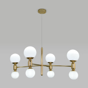 подвесная люстра с шестью шарообразными матовыми стеклянными плафонами