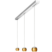 подвесной светильник с золотистыми плафонами в ряд