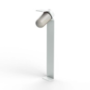 садовый боллард с прозрачной лампой и белой арматурой