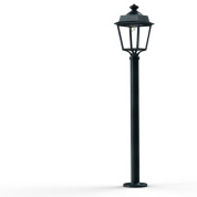 садовый фонарь на стойке с куполообразным плафоном зелёного оттенка