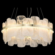 подвесная люстра с круговым основанием и волнистыми плафонами из стекла