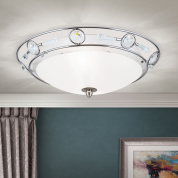 накладной потолочный светильник с чашеобразным сатиновым плафоном и декоративным металлом