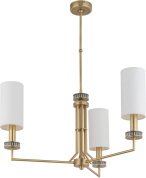 многорожковая подвесная люстра с цилиндрическими текстильными абажурами