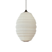 подвесной светильник цилиндрической формы с рифлёным белым плафоном