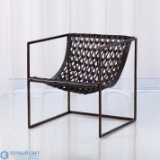 Knit Pearl Chair-Bronze-Dark Brown Leather Global Views кресло