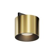 трековый прожектор латуневого цвета с матовым цилиндрическим корпусом