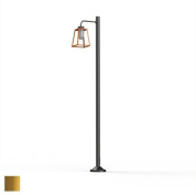 уличный фонарный столб с плафоном в каркасе цвета латунь