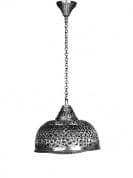 Hand Pierced Brass Dome Single Light Small Hanging - Silver подвесной светильник FOS Lighting D21-SmallCarvingTasla-Silver-HL1