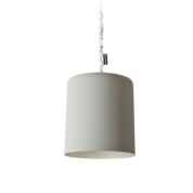 подвесная люстра с простым цилиндрическим плафоном и светлым внутренним покрытием