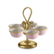 Marie-antoinette pink & gold small pistachios holder - 5 bowls чаша, Villari