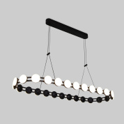 подвесной светильник с линейной рамой и рядом шарообразных плафонов на тросах