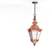 подвесной уличный фонарь с медным корпусом и стеклянным плафоном