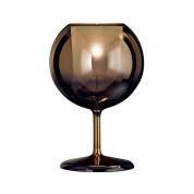 настольная лампа с округлым абажуром из стекла цвета графит на изящной ножке