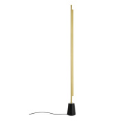 торшер с золотистой вертикальной стойкой и верхним рассеянным светом