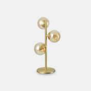 322759 Ideal Lux PERLAGE TL3 AMBRA настольная лампа янтарная сатинированная латунь