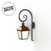 настенное бра с фонарным плафоном бронзового цвета на кованом кронштейне