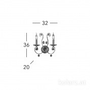 Kolarz Carat 0232.62.C5.KpT настенный светильник белый ширина 32cm высота 36cm 2 лампы e14
