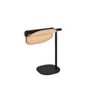 прикроватный светильник на изогнутой ножке деревянного оттенка