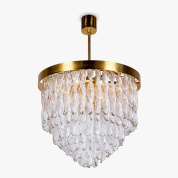 подвесная люстра с кольцевым основанием и хрустальными подвесами в форме капель