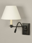 настенный светильник для чтения с бронзовым шарнирным креплением и абажуром
