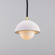MLCMP042 Mullan Lighting Ferox одноламповый подвесной светильник с рифлёным керамическим полукуполом и матовым шаровым плафоном