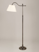 торшер с изогнутой шейкой и текстильным абажуром в бронзовом исполнении