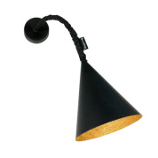 настенное бра с коническим металлическим абажуром и гибкой ножкой