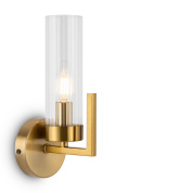 настенный светильник с цилиндрическим стеклянным плафоном и латунным креплением