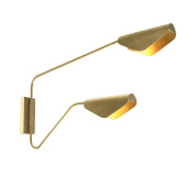 настенный светильник с двойными латунными плафонами на шарнирных кронштейнах