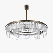 подвесная люстра с двумя круглыми барабанами из прозрачного стекла