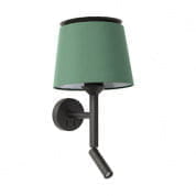 20303-94 SAVOY BLACK WALL LAMP WITH READER GREEN LAMPSHADE настенный светильник Faro barcelona