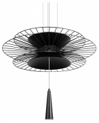 подвесной светильник с черным ажурным плафоном и золотыми вставками