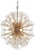 подвесная люстра с радиальными стержнями золотистого оттенка