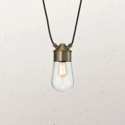 подвесной светильник из латуни с узким корпусом и подвесной стеклянной колбой