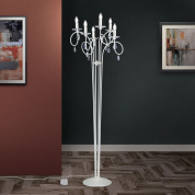 торшер с шестью свечевидными плафонами в матовой серебристой отделке