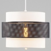 подвесной светильник с цилиндрическим текстурным плафоном и металлической вставкой