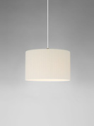 подвесной светильник с цилиндрическим абажуром из натуральной ленты белого цвета