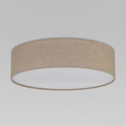 накладной потолочный светильник с широким текстильным плафоном барабанной формы