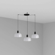 подвесной светильник чёрно-белый глянцевый 3 плафона