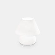 настольная лампа с матовым плафоном куполообразной формы на цилиндрическом основании