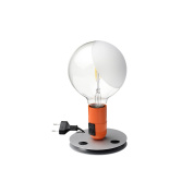 прикроватный светильник с круглым плафоном на терракотовой подставке