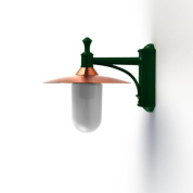 настенный светильник с медным отражателем и зелёным корпусом