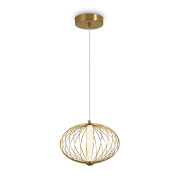 подвесной светильник с металлическим плафоном решетчатой формы в латунном оттенке