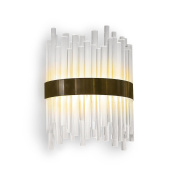 настенный светильник с пучком прозрачных стеклянных труб на латунной основе