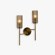 двухрожковое настенное бра с цилиндрическими стеклянными плафонами