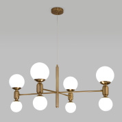 подвесная люстра с шестью шарообразными матовыми стеклянными плафонами