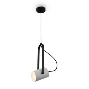 подвесной светильник с одним цилиндрическим плафоном в чёрном металлическом корпусе