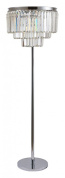 торшер с хрустальным абажуром и металлической стойкой на круглой подставке