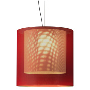 подвесной светильник с алым абажуром из ткани полупрозрачной структуры